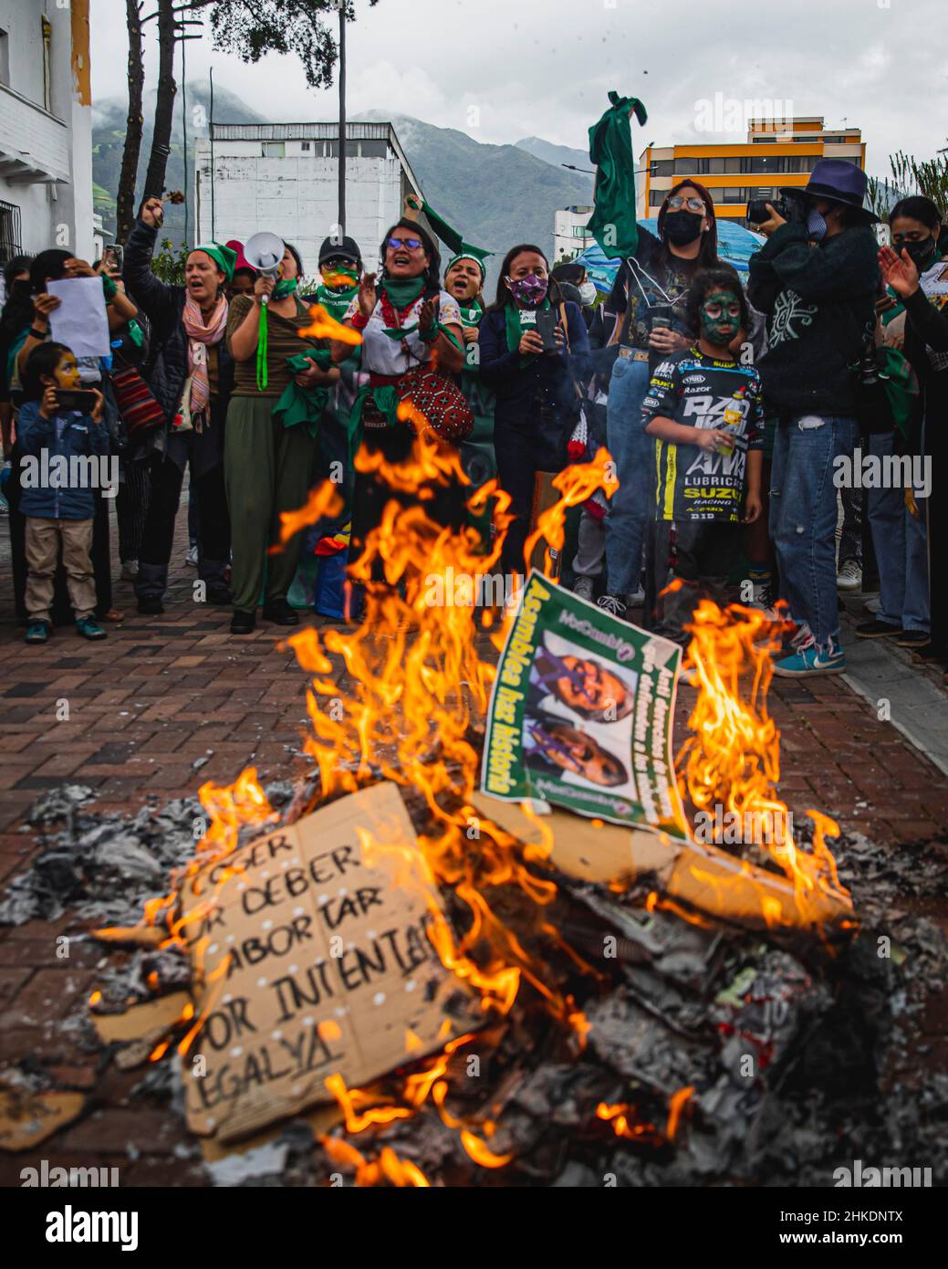 Pro Abtreibungsprotest, Ecuador Stockfoto