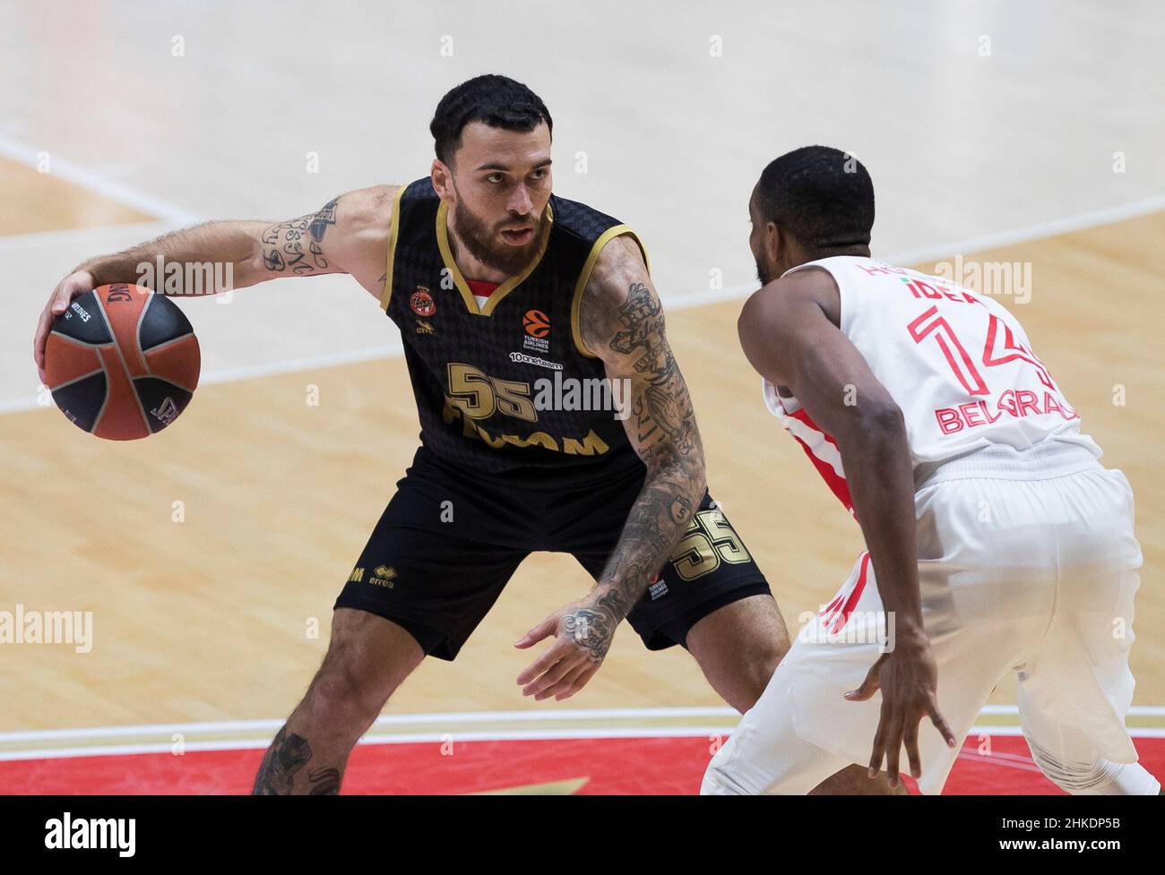 Belgrad, Serbien, 3rd. Februar 2022. Mike James von AS Monaco in Aktion während des EuroLeague-Spiels von Turkish Airlines zwischen Crvena Zvezda mts Belgrade und AS Monaco in Belgrad, Serbien. 3. Februar 2022. Kredit: Nikola Krstic/Alamy Stockfoto