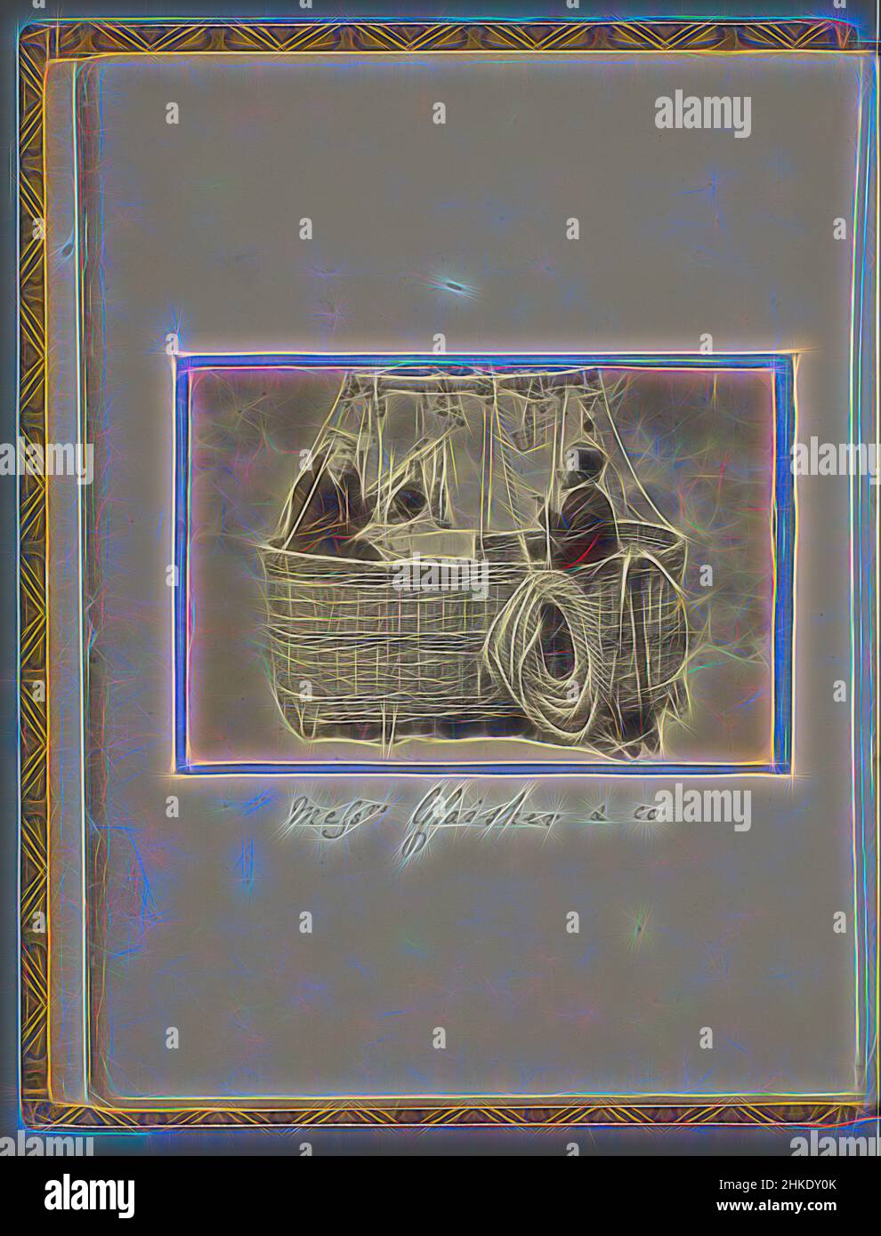 Inspiriert von James Glaisher und Henry Coxwell in einem Heißluftballon, die Herren Glaisher &amp; Co, James Glaisher und Henry Coxwell in einem Heißluftballon. Foto auf der Albumseite im Album mit 68 Fotos, meist mit wasserfarbenen Bordüren. Es handelt sich meist um Porträts im Carte-de-Visite-Format, die von Artotop neu erfunden wurden. Klassische Kunst neu erfunden mit einem modernen Twist. Design von warmen fröhlichen Leuchten der Helligkeit und Lichtstrahl Strahlkraft. Fotografie inspiriert von Surrealismus und Futurismus, umarmt dynamische Energie der modernen Technologie, Bewegung, Geschwindigkeit und Kultur zu revolutionieren Stockfoto