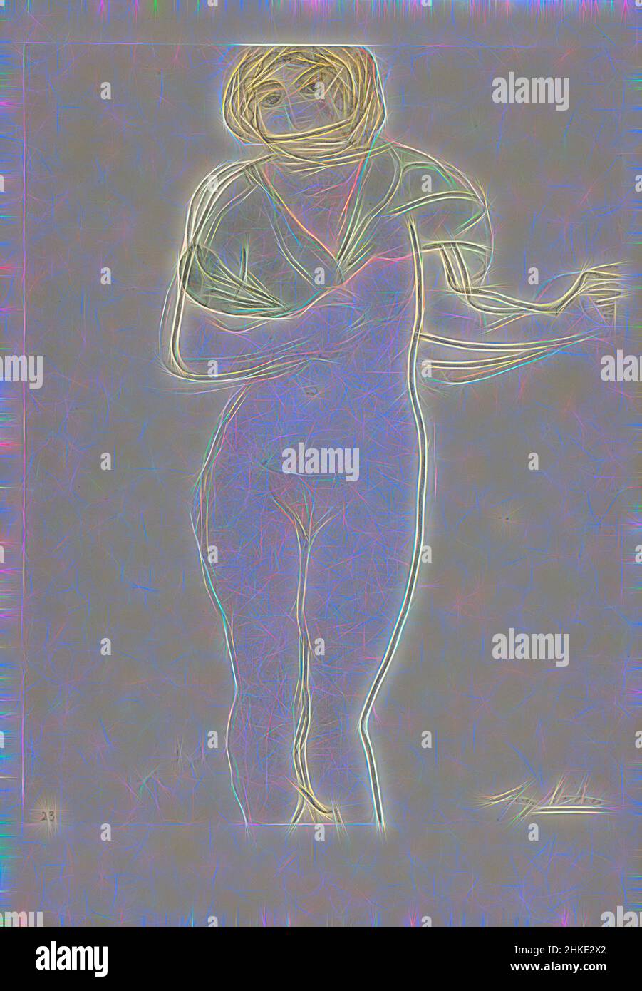 Inspiriert von Reproduktion einer Zeichnung von Auguste Rodin, 1904, Papier, Höhe 244 mm × Breite 187 mmhöhe 293 mm × Breite 203 mm, neu gestaltet von Artotop. Klassische Kunst neu erfunden mit einem modernen Twist. Design von warmen fröhlichen Leuchten der Helligkeit und Lichtstrahl Strahlkraft. Fotografie inspiriert von Surrealismus und Futurismus, umarmt dynamische Energie der modernen Technologie, Bewegung, Geschwindigkeit und Kultur zu revolutionieren Stockfoto