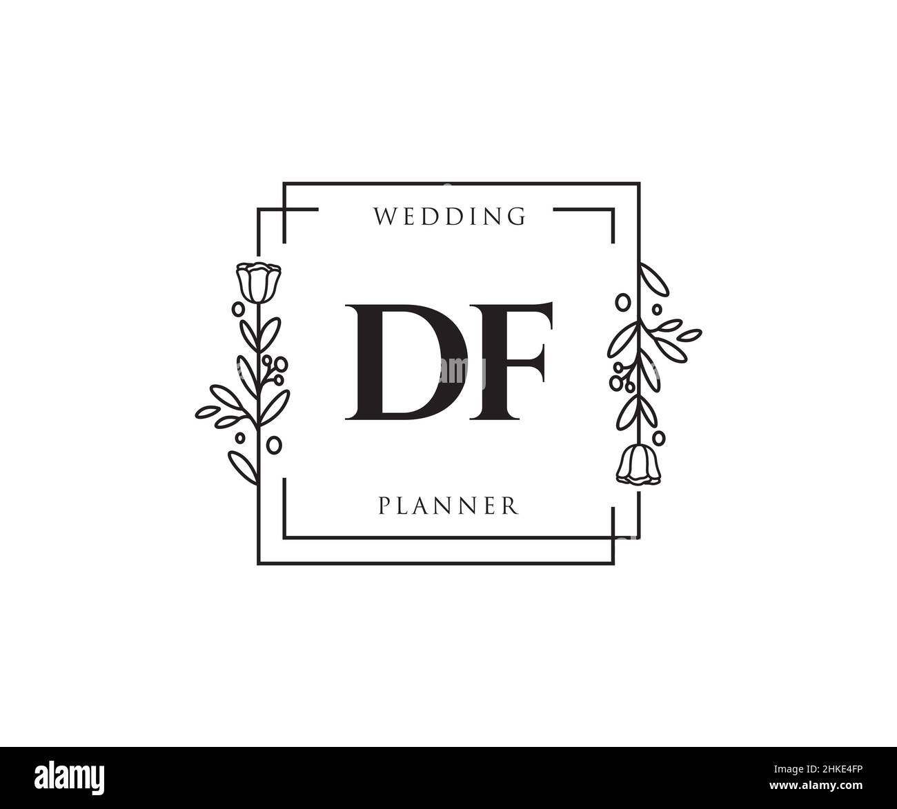 Feminines DF-Logo. Verwendbar für Natur, Salon, Spa, Kosmetik und Beauty Logos. Flaches Vektor-Logo-Design-Template-Element. Stock Vektor