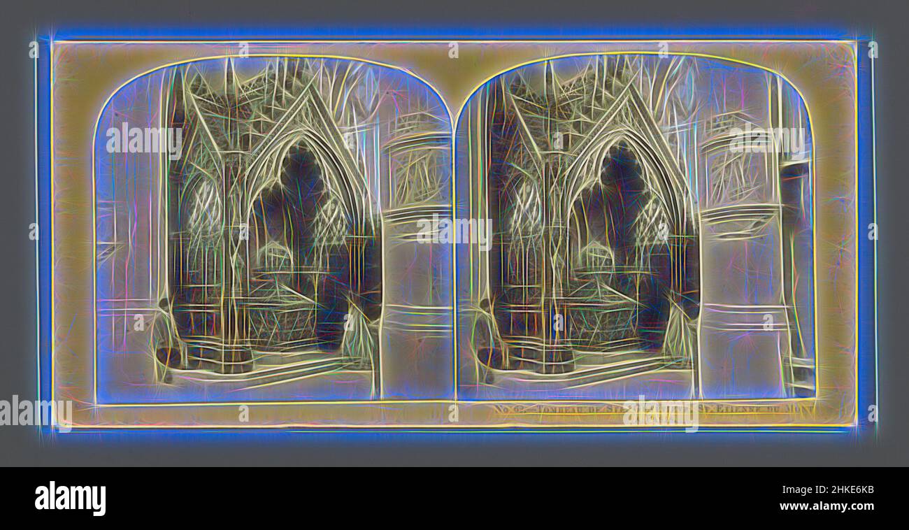 Tombeau de Ste. Inspiriert von Gratombe von Genoveva von Paris im Église Saint-Étienne-du-Mont in Paris. Genèvieve, St. Etienne du Mont à Paris, Paris, c. 1850 - c. 1875, Albumendruck, Höhe 85 mm × Breite 170 mm, neu gestaltet von Artotop. Klassische Kunst neu erfunden mit einem modernen Twist. Design von warmen fröhlichen Leuchten der Helligkeit und Lichtstrahl Strahlkraft. Fotografie inspiriert von Surrealismus und Futurismus, umarmt dynamische Energie der modernen Technologie, Bewegung, Geschwindigkeit und Kultur zu revolutionieren Stockfoto