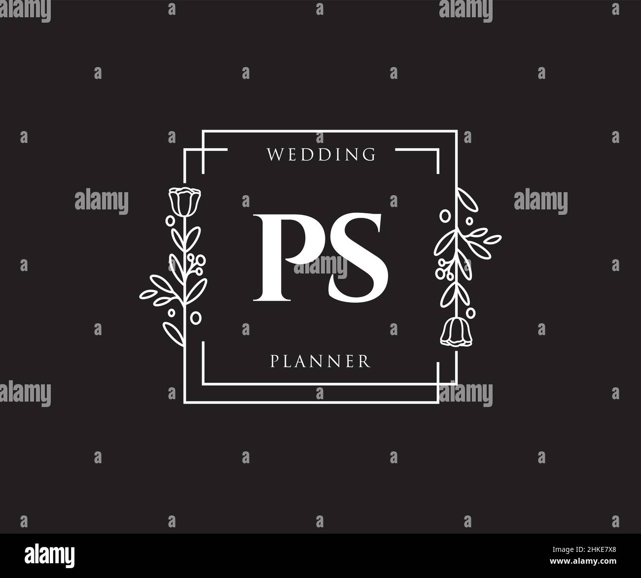 Feminines PS-Logo. Verwendbar für Natur, Salon, Spa, Kosmetik und Beauty Logos. Flaches Vektor-Logo-Design-Template-Element. Stock Vektor