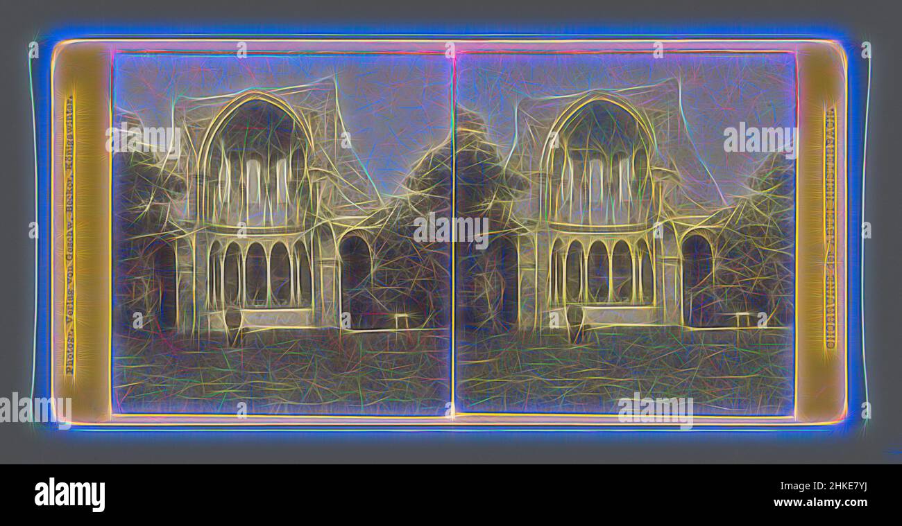 Inspiriert von der Ruine des Chors des Klosters Heisterbach, Chorruine der Abtei Heisterbach, Verlag: Becker Geschlecht, Noordrijn-Westfalen, Verlag: Königswinter, c. 1860 - c. 1880, Albumendruck, Höhe 85 mm × Breite 170 mm, neu gestaltet von Artotop. Klassische Kunst neu erfunden mit einem modernen Twist. Design von warmen fröhlichen Leuchten der Helligkeit und Lichtstrahl Strahlkraft. Fotografie inspiriert von Surrealismus und Futurismus, umarmt dynamische Energie der modernen Technologie, Bewegung, Geschwindigkeit und Kultur zu revolutionieren Stockfoto