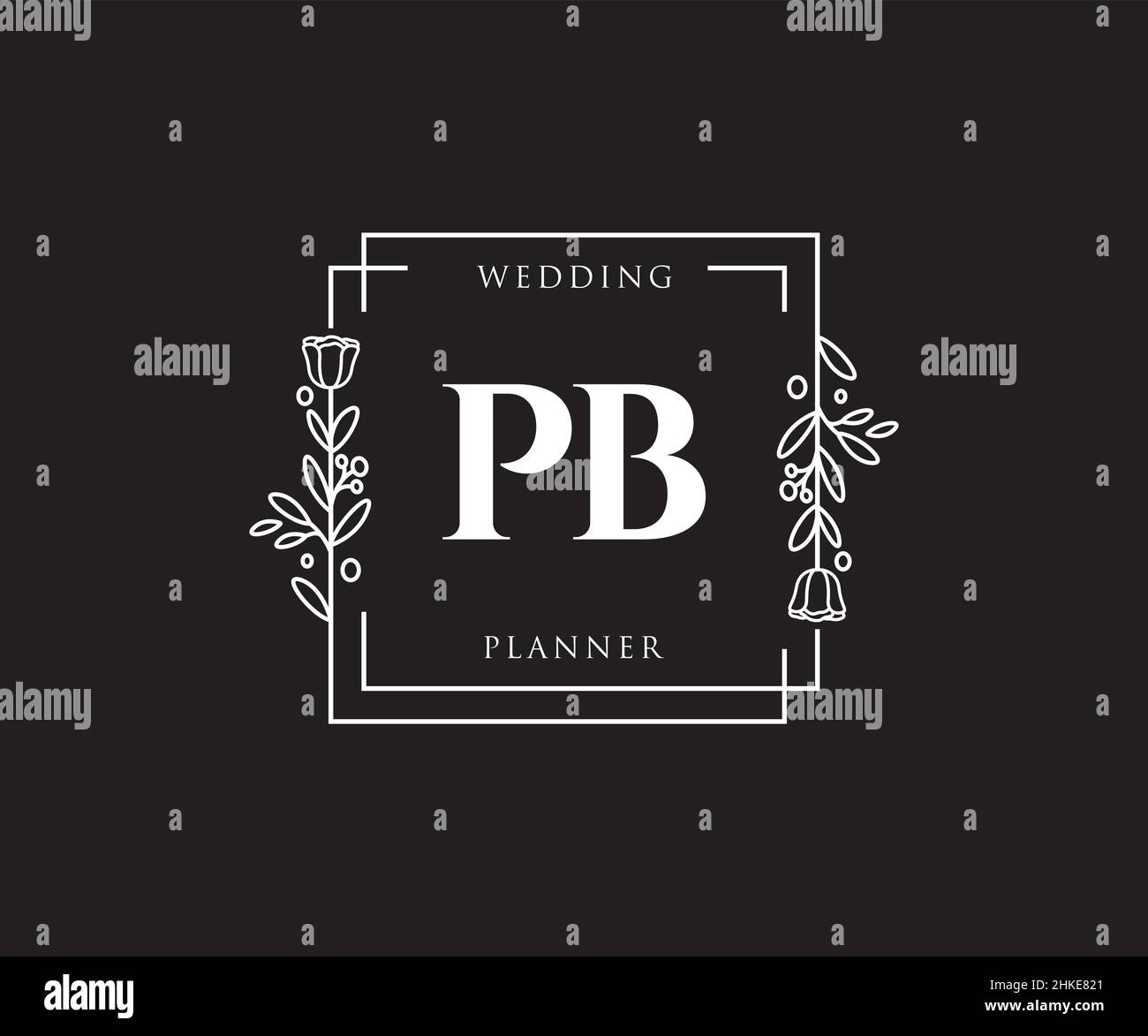 Feminines PB-Logo. Verwendbar für Natur, Salon, Spa, Kosmetik und Beauty Logos. Flaches Vektor-Logo-Design-Template-Element. Stock Vektor