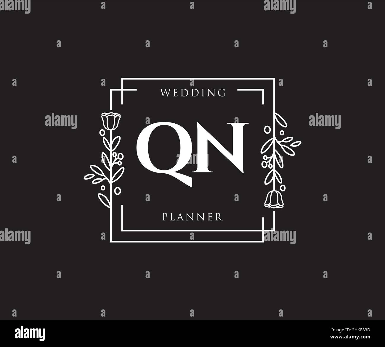 Feminines QN-Logo. Verwendbar für Natur, Salon, Spa, Kosmetik und Beauty Logos. Flaches Vektor-Logo-Design-Template-Element. Stock Vektor