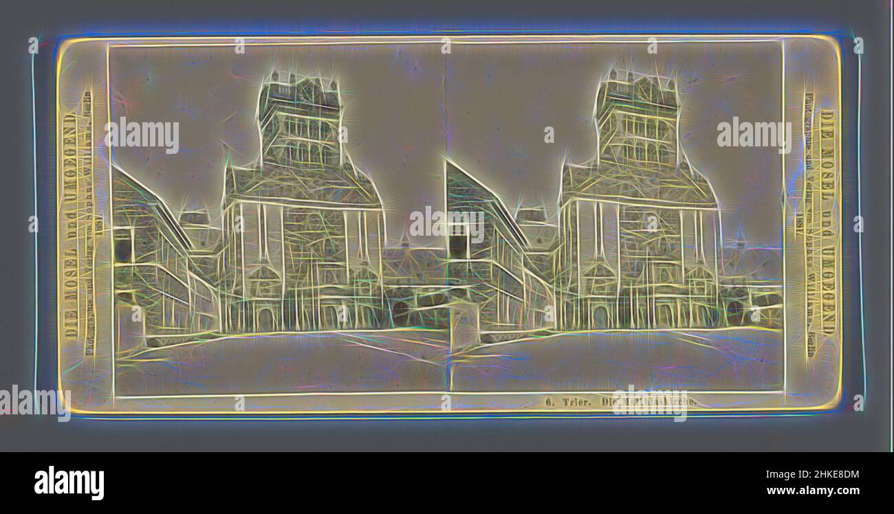 Inspiriert von der Fassade der Benediktinerabtei St. Matthias in Trier, Trier. Die Matthiaskirche, die Mosel und Umgedend, Sophus Williams, Verlag: Sophus Williams, Trier, Verlag: Berlin, 1881, Albumendruck, Höhe 85 mm × Breite 170 mm, neu gestaltet von Artotop. Klassische Kunst neu erfunden mit einem modernen Twist. Design von warmen fröhlichen Leuchten der Helligkeit und Lichtstrahl Strahlkraft. Fotografie inspiriert von Surrealismus und Futurismus, umarmt dynamische Energie der modernen Technologie, Bewegung, Geschwindigkeit und Kultur zu revolutionieren Stockfoto