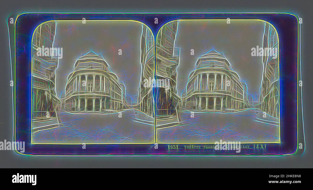 Inspiriert von der Außenansicht der Théâtre Français in Bordeaux, Theater Francais, A Bordeaux, Jean Andrieu, Bordeaux, 1862 - 1876, Albumendruck, Höhe 85 mm × Breite 170 mm, neu gestaltet von Artotop. Klassische Kunst neu erfunden mit einem modernen Twist. Design von warmen fröhlichen Leuchten der Helligkeit und Lichtstrahl Strahlkraft. Fotografie inspiriert von Surrealismus und Futurismus, umarmt dynamische Energie der modernen Technologie, Bewegung, Geschwindigkeit und Kultur zu revolutionieren Stockfoto
