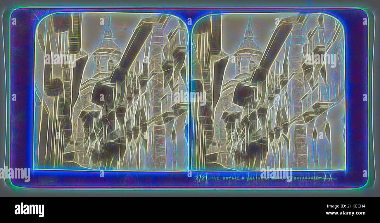 Inspiriert von der Straße von Hondarribia, mit Blick auf die Iglesia de Santa María de la Asunción y del Manzano, RUE ROYALE &amp; Église St. MARC A FONTARABIE, Jean Andrieu, Hondarribia, 1862 - 1876, Albumendruck, Höhe 85 mm × Breite 170 mm, neu gestaltet von Artotop. Klassische Kunst neu erfunden mit einem modernen Twist. Design von warmen fröhlichen Leuchten der Helligkeit und Lichtstrahl Strahlkraft. Fotografie inspiriert von Surrealismus und Futurismus, umarmt dynamische Energie der modernen Technologie, Bewegung, Geschwindigkeit und Kultur zu revolutionieren Stockfoto