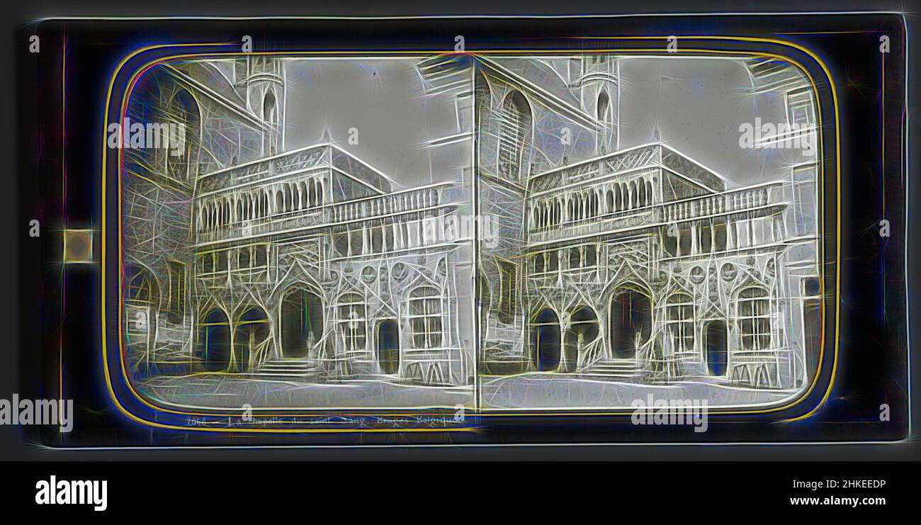 Inspiriert von der Basilika des Heiligen Blutes in Brügge, La chapelle du saint Sang. Bruges Belgique, Bruges, 1860 - 1890, Glas, Rutsche, Höhe 85 mm × Breite 172 mm, neu gestaltet von Artotop. Klassische Kunst neu erfunden mit einem modernen Twist. Design von warmen fröhlichen Leuchten der Helligkeit und Lichtstrahl Strahlkraft. Fotografie inspiriert von Surrealismus und Futurismus, umarmt dynamische Energie der modernen Technologie, Bewegung, Geschwindigkeit und Kultur zu revolutionieren Stockfoto