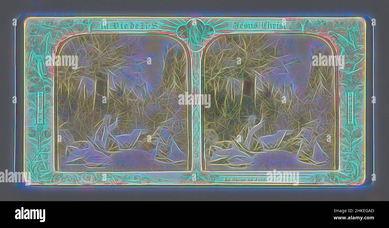 Inspiriert von Christus im Garten Gethsemane, Le Christ au Jardin des Oliviers, La vie de NS Jésus Christ, Verlag: Léon & Lévy, Paris, 1864 - 1905, Papier, Albumendruck, Höhe 86 mm × Breite 176 mm, neu gestaltet von Artotop. Klassische Kunst neu erfunden mit einem modernen Twist. Design von warmen fröhlichen Leuchten der Helligkeit und Lichtstrahl Strahlkraft. Fotografie inspiriert von Surrealismus und Futurismus, umarmt dynamische Energie der modernen Technologie, Bewegung, Geschwindigkeit und Kultur zu revolutionieren Stockfoto