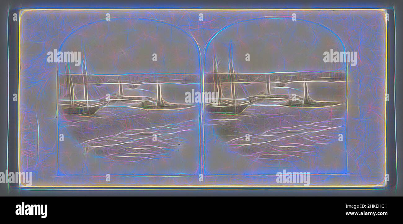 Inspiriert von View of New York Bay, View in the Bay of New York, vom Revenue Office, Vereinigte Staaten von Amerika, William England, Verlag: The London Stereoscopic Company, New York (Stadt), Verlag: London, 1859, Papier, Albumenprint, Höhe 84 mm × Breite 172 mm, neu gestaltet von Artotop. Klassische Kunst neu erfunden mit einem modernen Twist. Design von warmen fröhlichen Leuchten der Helligkeit und Lichtstrahl Strahlkraft. Fotografie inspiriert von Surrealismus und Futurismus, umarmt dynamische Energie der modernen Technologie, Bewegung, Geschwindigkeit und Kultur zu revolutionieren Stockfoto