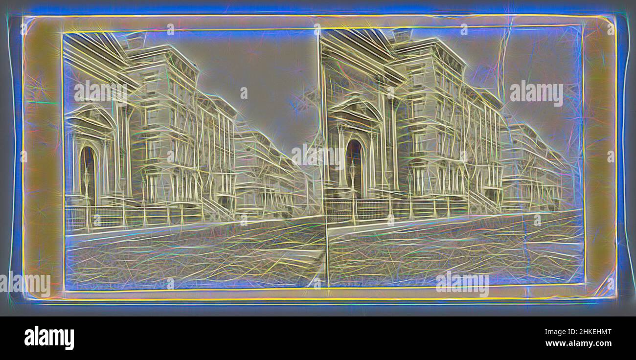 Inspiriert von der Fifth Avenue in New York, die von der Kreuzung mit der 37th Street, der Fifth Avenue und der 37th Street nach Norden schaut, Public and Private Buildings in N.Y. City, Herausgeber: E. & H.T. Anthony & Co., New York (Stadt), 1861 - 1871, Papier, Albumdruck, Höhe 82 mm × Breite 171 mm, neu gestaltet von Artotop. Klassische Kunst neu erfunden mit einem modernen Twist. Design von warmen fröhlichen Leuchten der Helligkeit und Lichtstrahl Strahlkraft. Fotografie inspiriert von Surrealismus und Futurismus, umarmt dynamische Energie der modernen Technologie, Bewegung, Geschwindigkeit und Kultur zu revolutionieren Stockfoto
