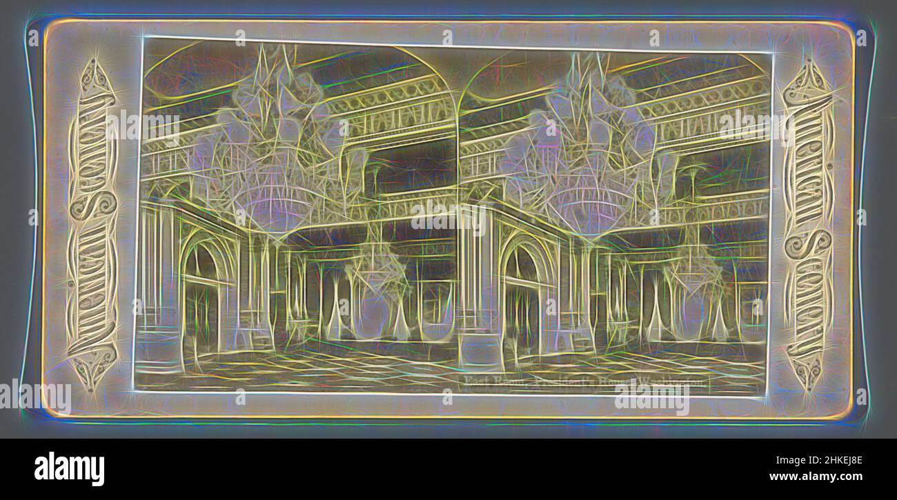 Inspiriert von East Room im Weißen Haus, Washington D.C., East Room, President's House, Washington, American Scenery, Witte Huis, Het (Washington D.C.), 1879 - 1910, Papier, Albumdruck, Höhe 87 mm × Breite 177 mm, neu gestaltet von Artotop. Klassische Kunst neu erfunden mit einem modernen Twist. Design von warmen fröhlichen Leuchten der Helligkeit und Lichtstrahl Strahlkraft. Fotografie inspiriert von Surrealismus und Futurismus, umarmt dynamische Energie der modernen Technologie, Bewegung, Geschwindigkeit und Kultur zu revolutionieren Stockfoto
