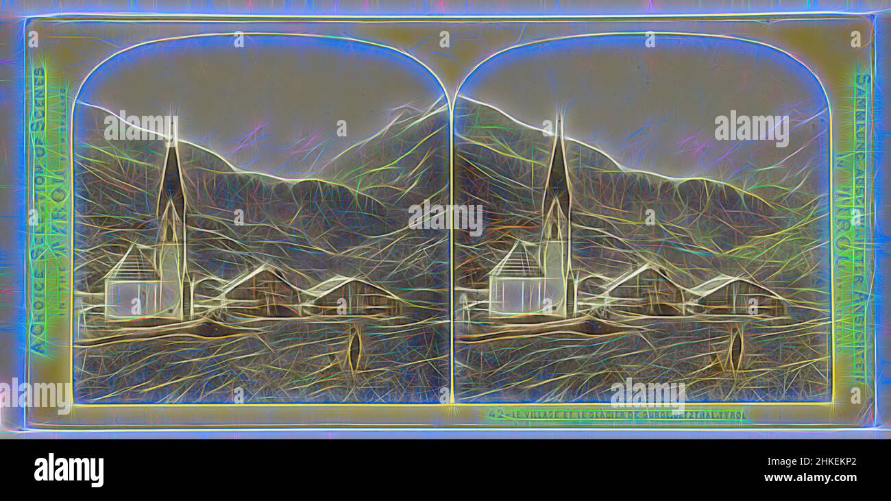 Inspiriert von der Pfarrkirche St. Johann Nepomukenus in Obergurgl, mit dem Gurgler Ferner Gletscher im Hintergrund, Österreich, Le Village et Glacier de Gurgl, Ötzthal, Tirol, Eine Auswahl an Szenen in Tirol, Sammlung ausgewählter Ansichten in Tirol, William England, Obergurgl, 1863 - 1865, Neueinbildung von Artotop. Klassische Kunst neu erfunden mit einem modernen Twist. Design von warmen fröhlichen Leuchten der Helligkeit und Lichtstrahl Strahlkraft. Fotografie inspiriert von Surrealismus und Futurismus, umarmt dynamische Energie der modernen Technologie, Bewegung, Geschwindigkeit und Kultur zu revolutionieren Stockfoto