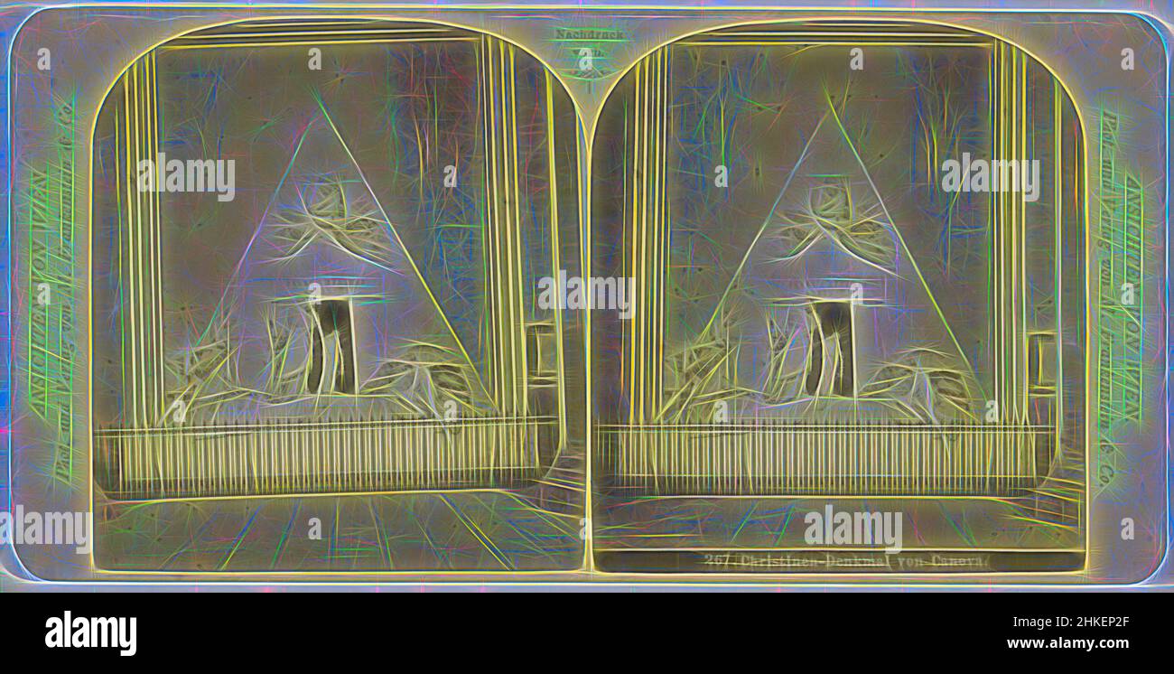 Inspiriert vom Grabmal Maria Christina von Österreich, angefertigt von Antonio Canova, in der Augustinerkirche, Wien, Christinen-Denkmal von Canova, Ansichten von Wien, Michael Frankenstein, Antonio Canova, Wien, 1868 - 1890, Papier, Albumenprint, Höhe 88 mm × Breite 178 mm, neu gestaltet von Artotop. Klassische Kunst neu erfunden mit einem modernen Twist. Design von warmen fröhlichen Leuchten der Helligkeit und Lichtstrahl Strahlkraft. Fotografie inspiriert von Surrealismus und Futurismus, umarmt dynamische Energie der modernen Technologie, Bewegung, Geschwindigkeit und Kultur zu revolutionieren Stockfoto