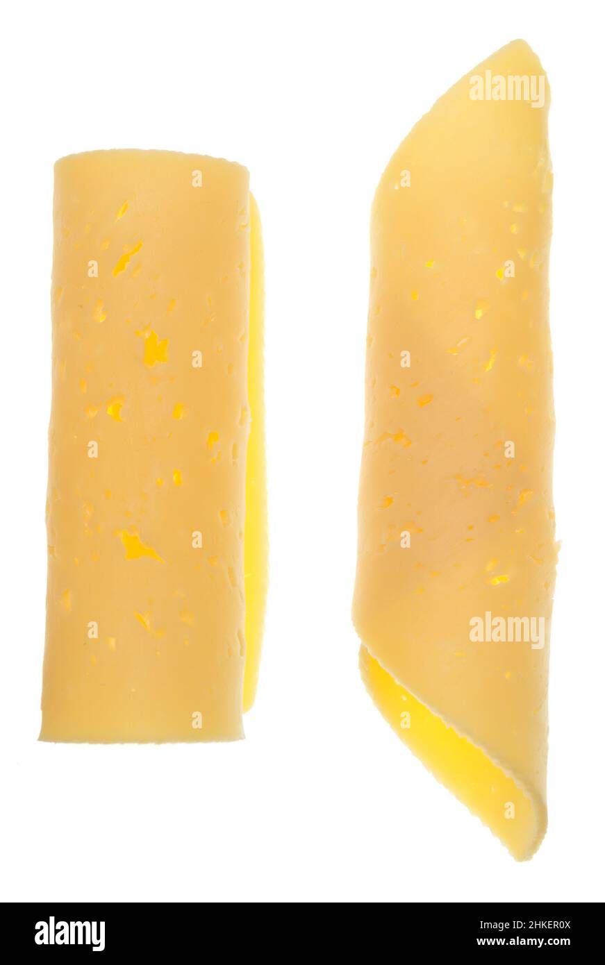 Käse Schichten isoliert auf weißem Hintergrund Stockfoto