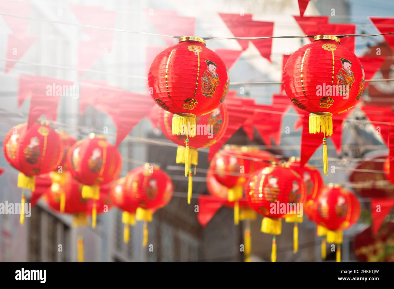 Chinesisches Neujahr-Laternen Stockfoto