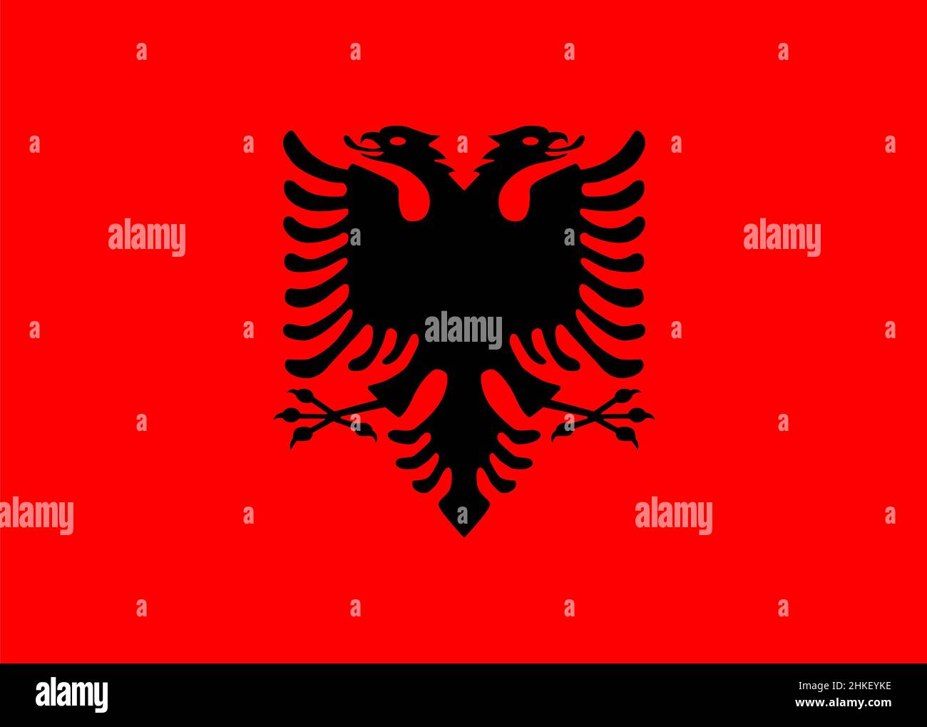 Flagge Albaniens. Flacher Stil. Stockfoto