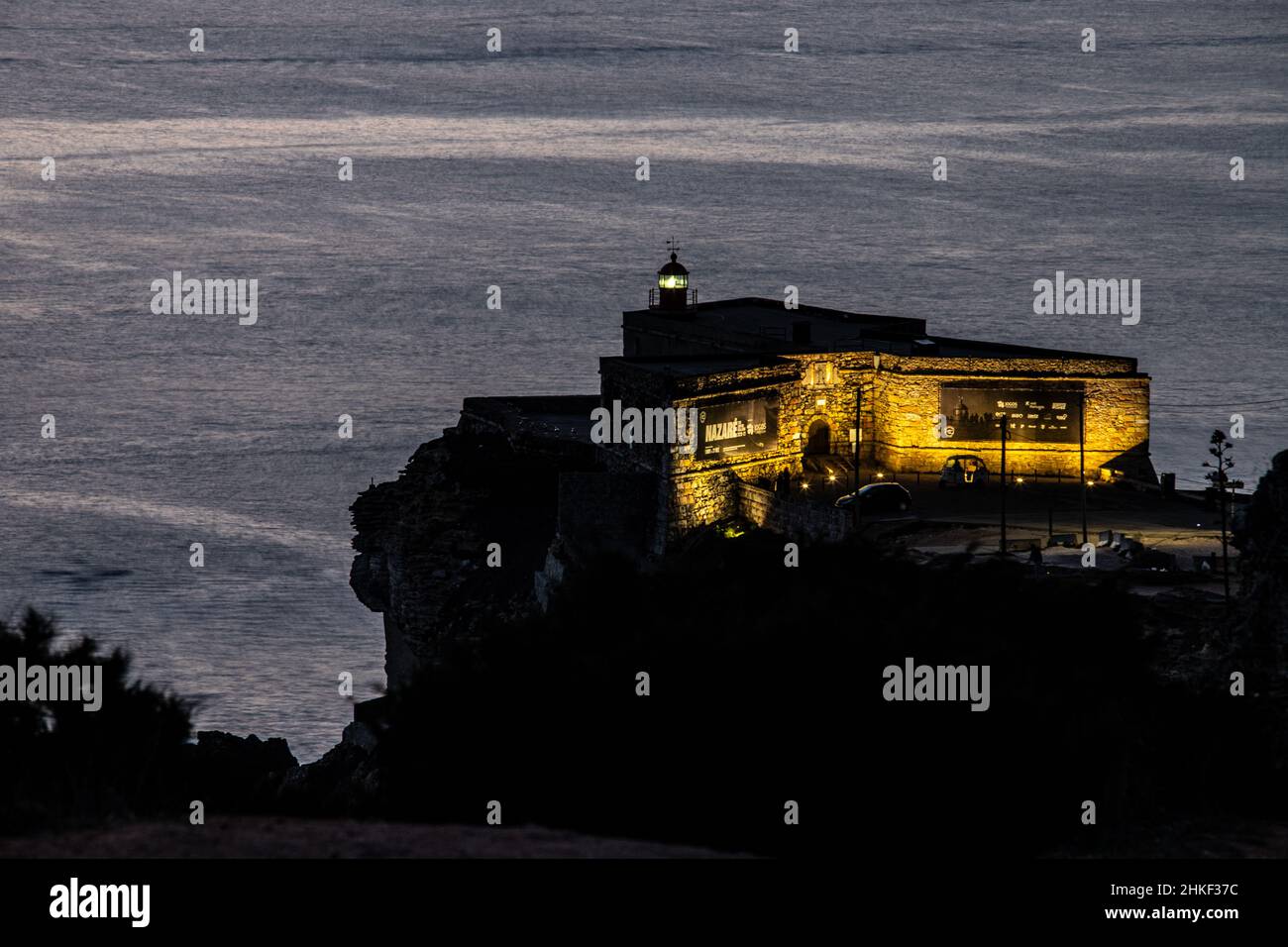 Lichthaus in Nazare, Portugal Stockfoto
