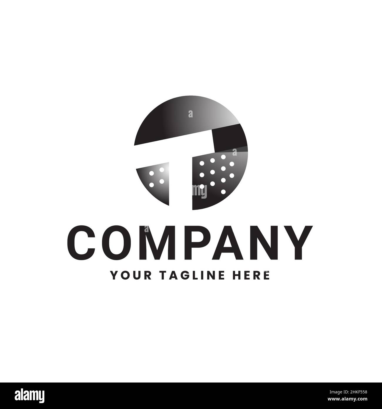 Minimalistisches Design des Buchstaben t in einem modernen, einfachen Kreis. Stock Vektor