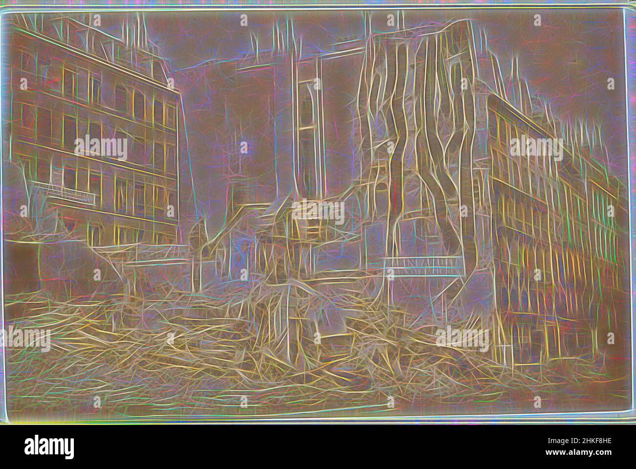 Inspiriert vom Blick auf die Rue Royale in Paris nach dem Brand der Pariser Kommune, Paris, 25-May-1871 - in oder vor 1872, Albumendruck, Höhe 108 mm × Breite 165 mm, neu gestaltet von Artotop. Klassische Kunst neu erfunden mit einem modernen Twist. Design von warmen fröhlichen Leuchten der Helligkeit und Lichtstrahl Strahlkraft. Fotografie inspiriert von Surrealismus und Futurismus, umarmt dynamische Energie der modernen Technologie, Bewegung, Geschwindigkeit und Kultur zu revolutionieren Stockfoto