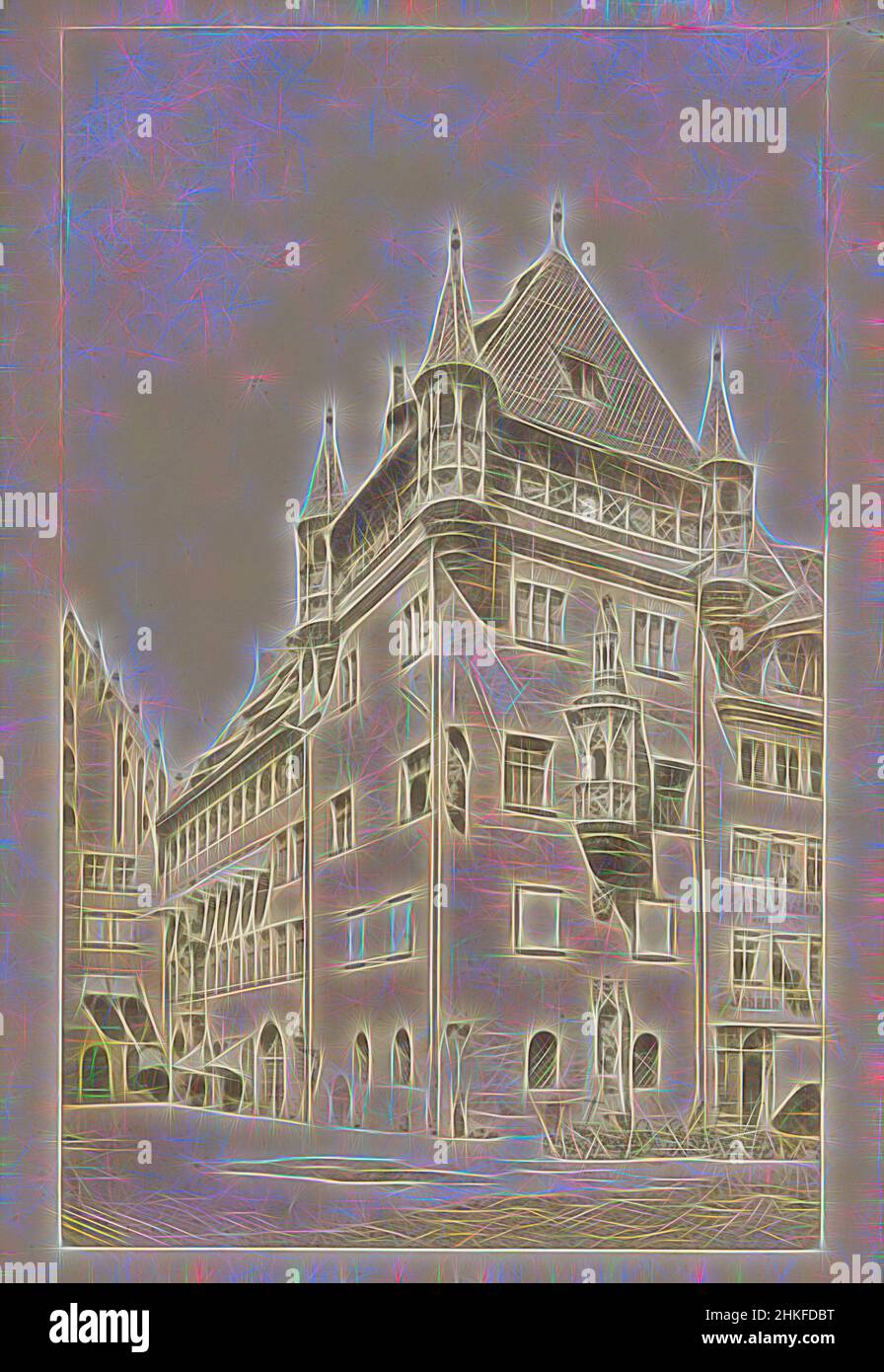 Inspiriert vom Nassauer Haus in Nürnberg, Nassauer Haus, Nürnberg, Verlag: Friedrich Bruckmann, Neurenberg, Verlag: München, 1863 - 1898, Albumendruck, Höhe 171 mm × Breite 113 mm, neu gestaltet von Artotop. Klassische Kunst neu erfunden mit einem modernen Twist. Design von warmen fröhlichen Leuchten der Helligkeit und Lichtstrahl Strahlkraft. Fotografie inspiriert von Surrealismus und Futurismus, umarmt dynamische Energie der modernen Technologie, Bewegung, Geschwindigkeit und Kultur zu revolutionieren Stockfoto