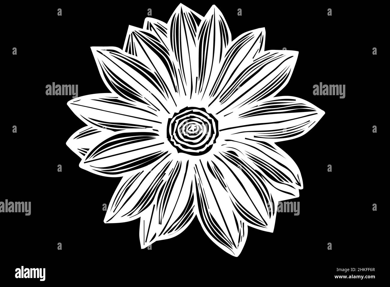 Schwarz-weiß Vektor Skizze blühende Blume Stockfoto