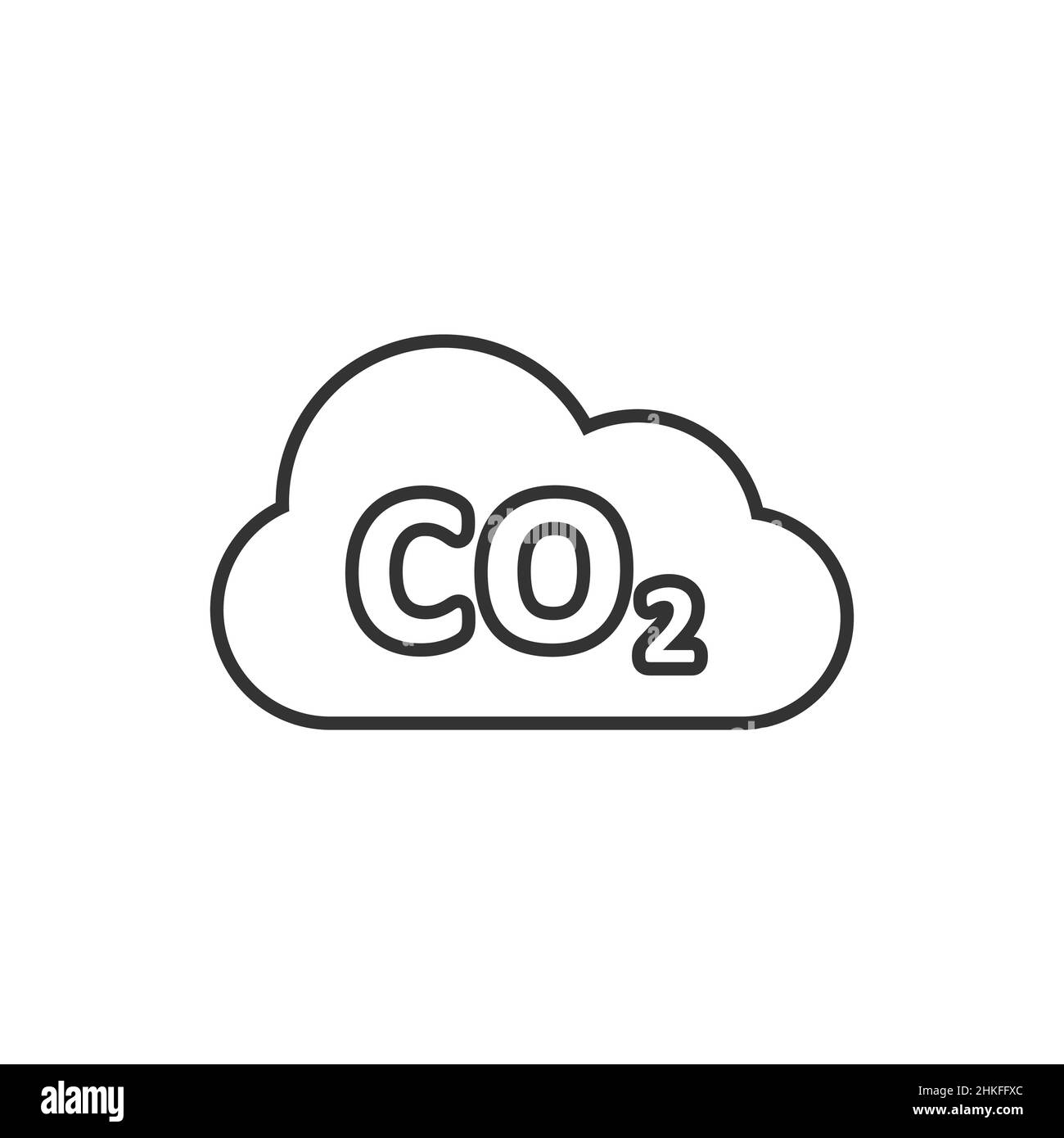 CO2-Emissions-Symbol in flacher Ausführung. Vektorgrafik für Cloud-Katastrophen auf weißem, isoliertem Hintergrund. Umwelt unterzeichnen Geschäftskonzept. Stock Vektor