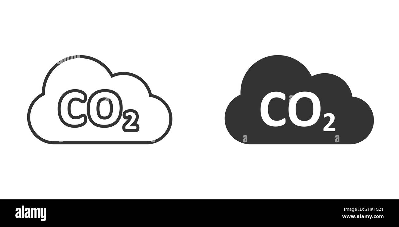 CO2-Emissions-Symbol in flacher Ausführung. Vektorgrafik für Cloud-Katastrophen auf weißem, isoliertem Hintergrund. Umwelt unterzeichnen Geschäftskonzept. Stock Vektor