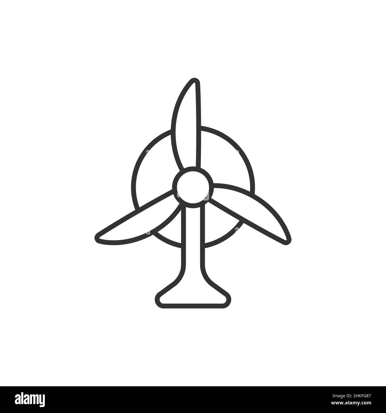 Windkraft-Symbol in flachem Stil. Vektordarstellung der Windenergieanlage auf weißem, isoliertem Hintergrund. Air Energy Zeichen Geschäftskonzept. Stock Vektor