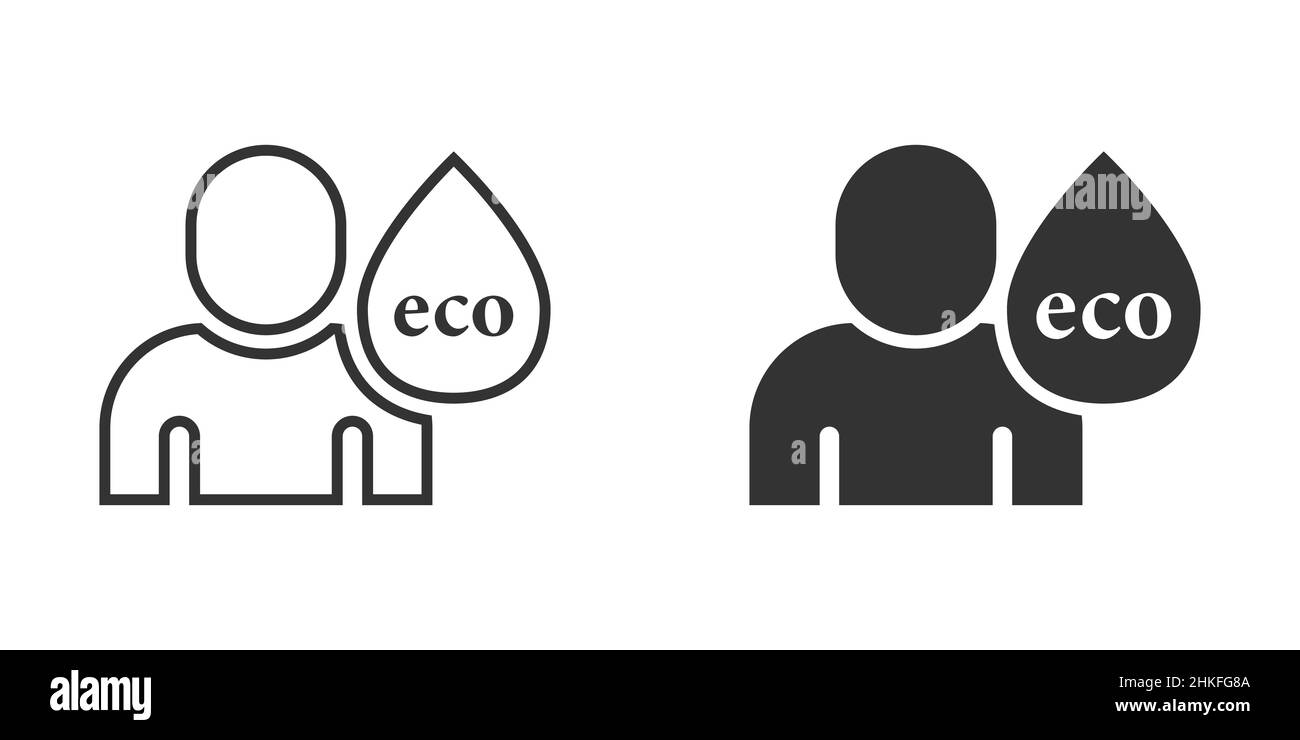 Menschen gesundes Leben Symbol in flachen Stil. Vektorgrafik Wassertropfen auf weißem, isoliertem Hintergrund. Bio-Ökosystem unterzeichnen Geschäftskonzept. Stock Vektor