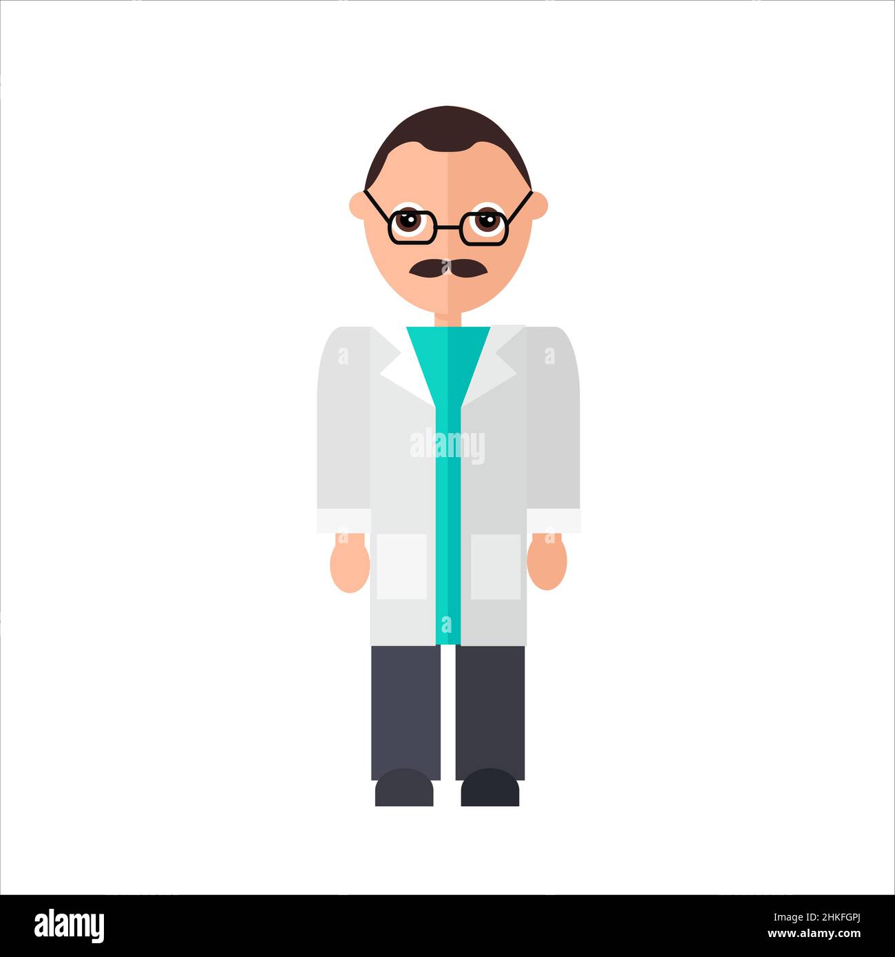 Arzt mit Schnurrbart in Brille. Stock Vektor
