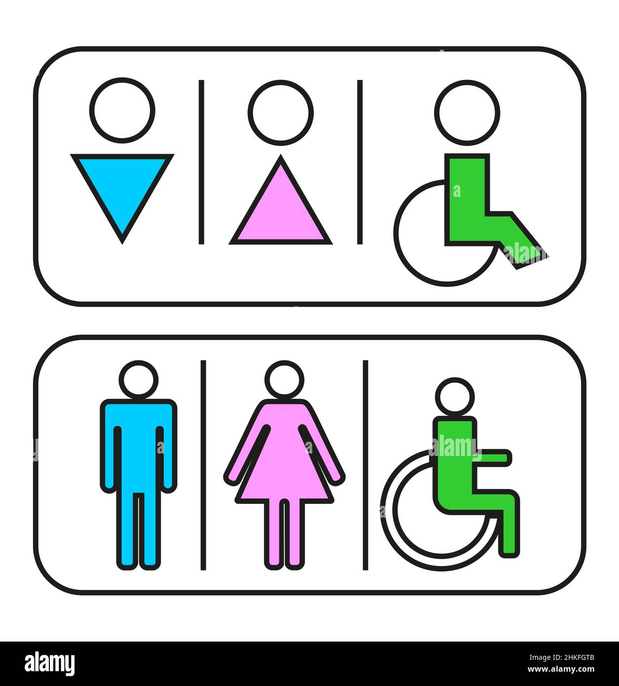 Männlich, Weiblich, Handicap WC-Schild, Vektorgrafik Stock Vektor