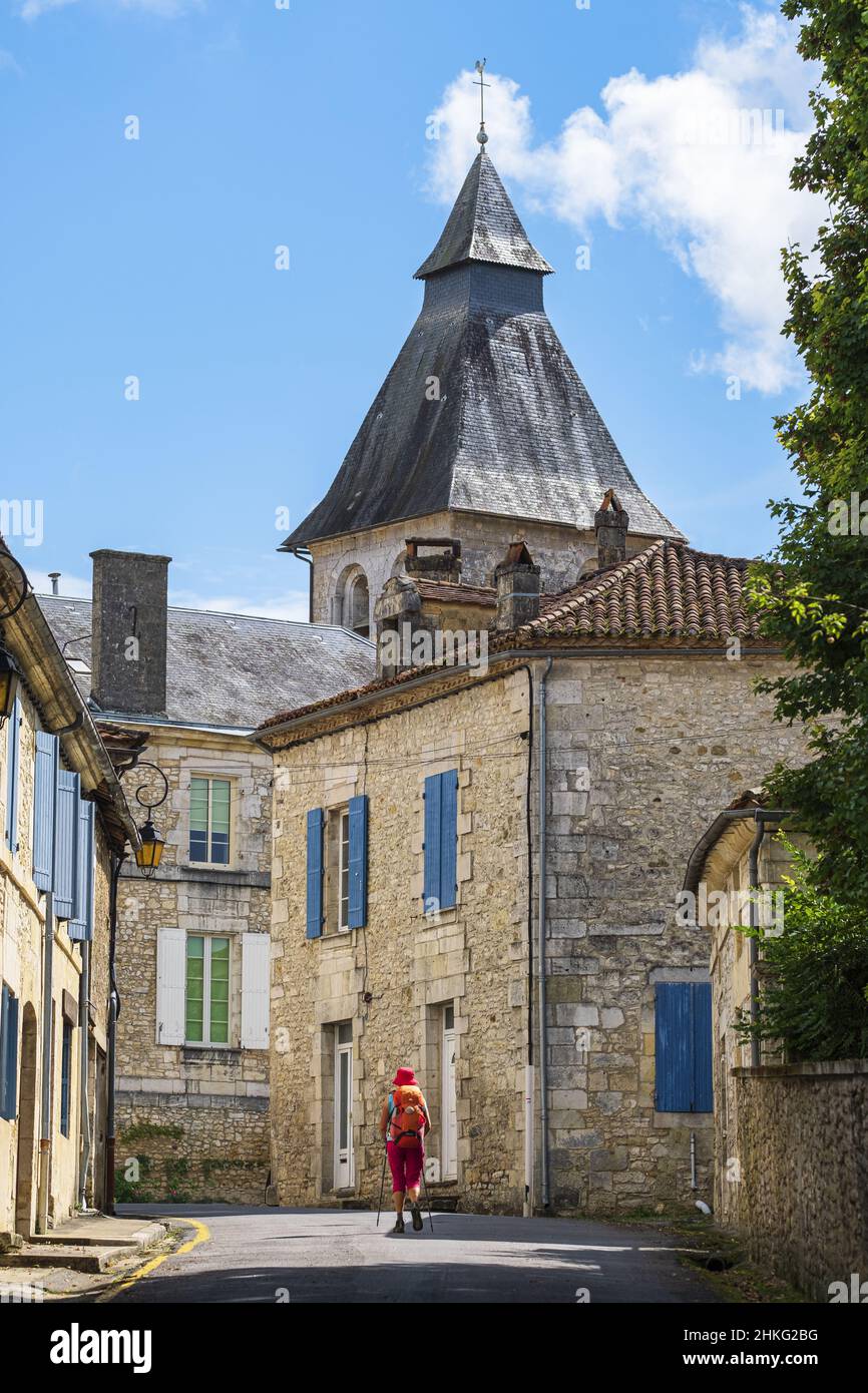 Frankreich, Dordogne, Sorges, Wanderung auf der Via Lemovicensis oder Vezelay, einer der Hauptwege nach Santiago de Compostela, Kirche Saint-Germain-d'Auxerre Stockfoto