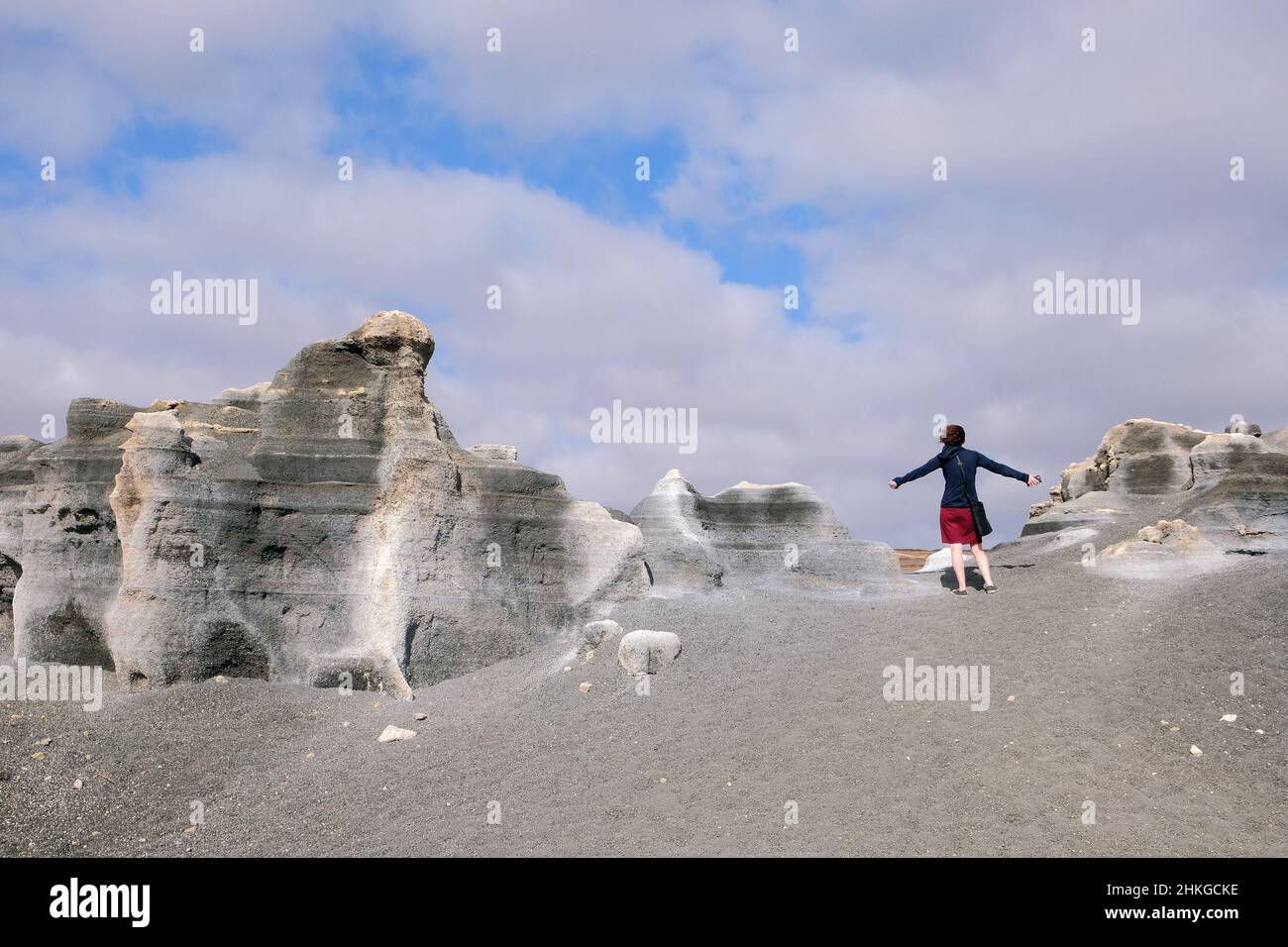 Felsformationen Stratifizierte Stadt, Lanzarote Stockfoto