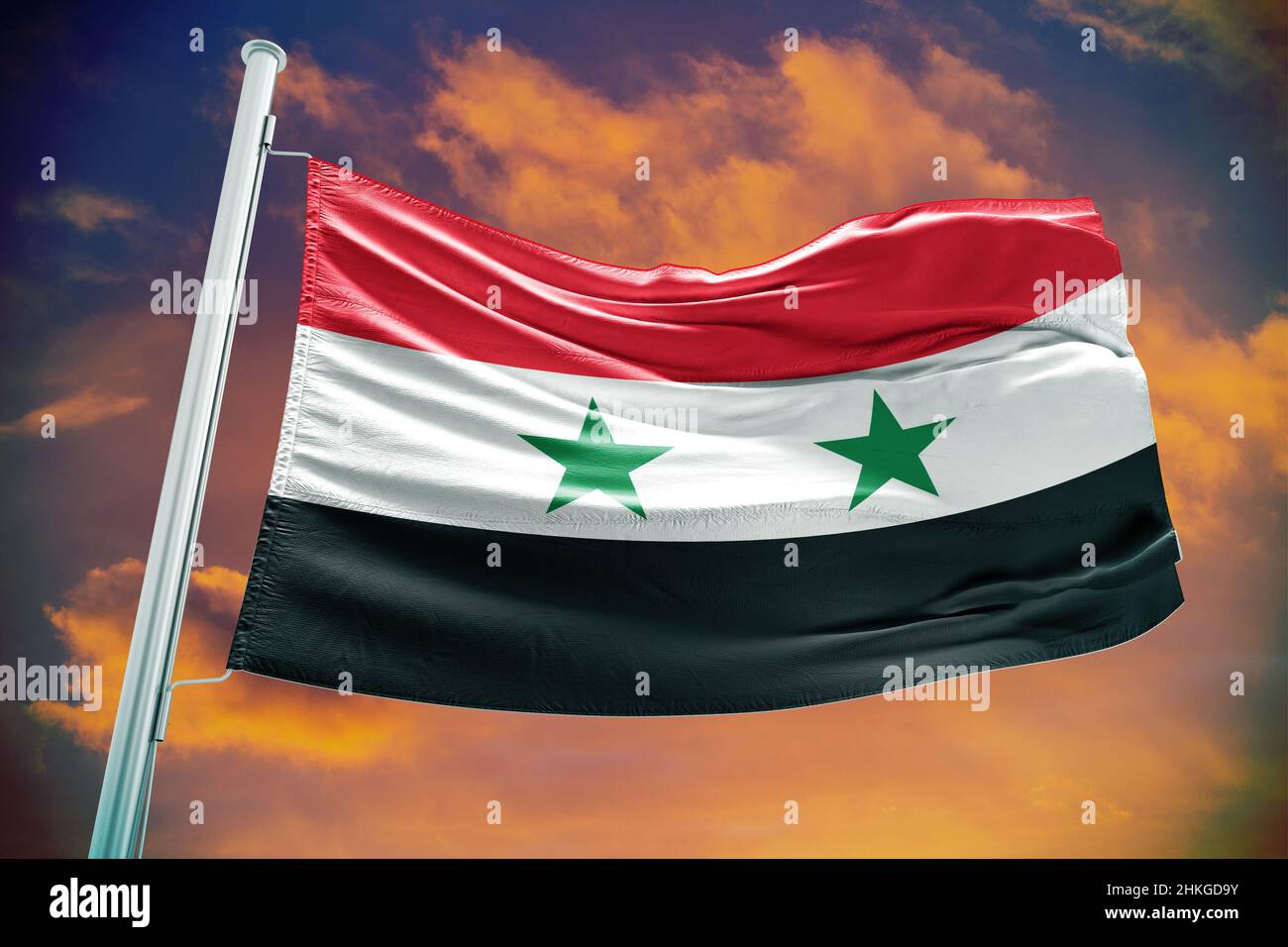 Syrien flagge und wappen, syrisch arabische republik Stock