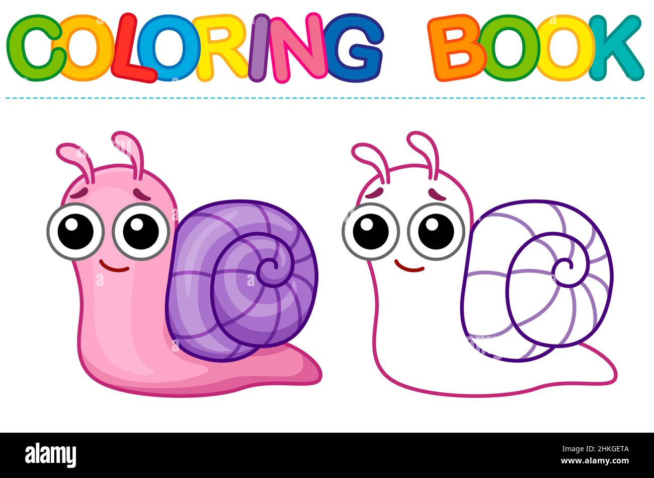 Vektor Färbung Insekt für Kinder Bild. Lustige Schnecke im Cartoon-Stil Stock Vektor