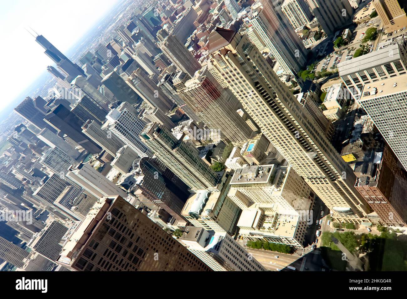 Luftaufnahme der Innenstadt von Chicago, von der Aussichtsplattform des John Hancock Center Stockfoto