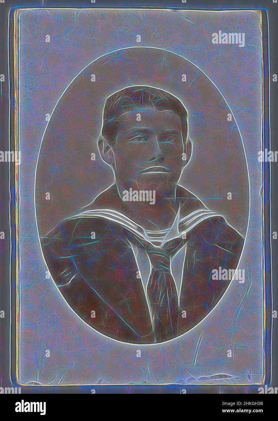 Inspiriert vom Portrait eines unbekannten Mannes im Matrosenanzug, 1880 - 1914, Barytapapier, Höhe 88 mm × Breite 58 mm, neu gestaltet von Artotop. Klassische Kunst neu erfunden mit einem modernen Twist. Design von warmen fröhlichen Leuchten der Helligkeit und Lichtstrahl Strahlkraft. Fotografie inspiriert von Surrealismus und Futurismus, umarmt dynamische Energie der modernen Technologie, Bewegung, Geschwindigkeit und Kultur zu revolutionieren Stockfoto