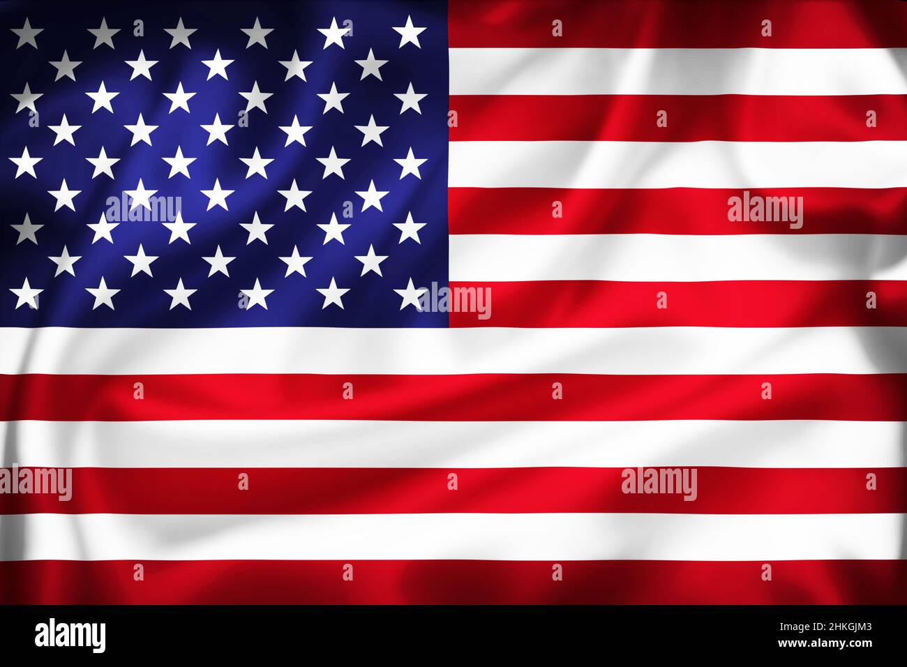 Seidenoberfläche Illustration der US-Flagge, Konzept der Vereinigten stares of America Stockfoto