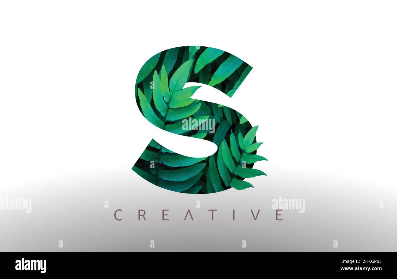 Botanische grüne Öko Blatt Buchstabe S Logo Design-Symbol aus grünen Blättern. Kreative trendy s Leafs Vektor Illustration. Stock Vektor