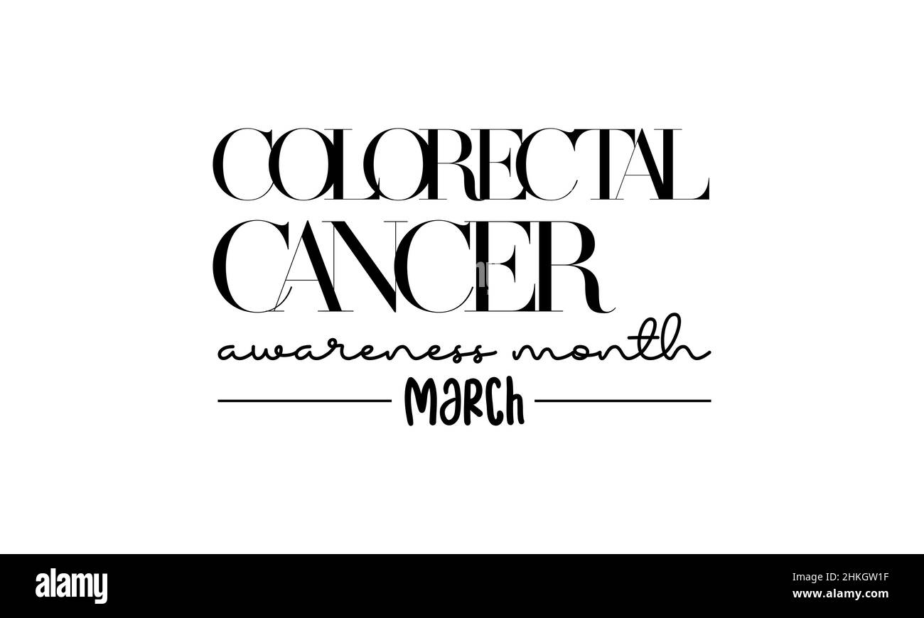 Monat zur Sensibilisierung für Darmkrebs. Pinsel Kalligraphie Stil Vektor-Vorlage Design für Banner, Karte, Poster, Hintergrund. Stock Vektor