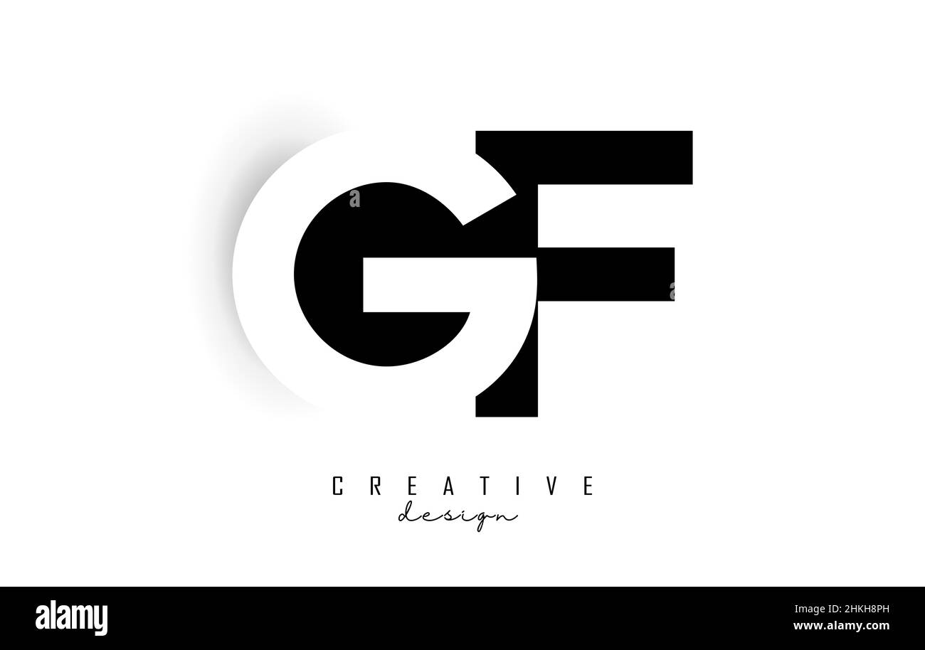 GF Letters Logo mit negativem Raumanbau. Buchstabe mit geometrischer Typografie. Kreative Vektor-Illustration mit Buchstaben. Stock Vektor