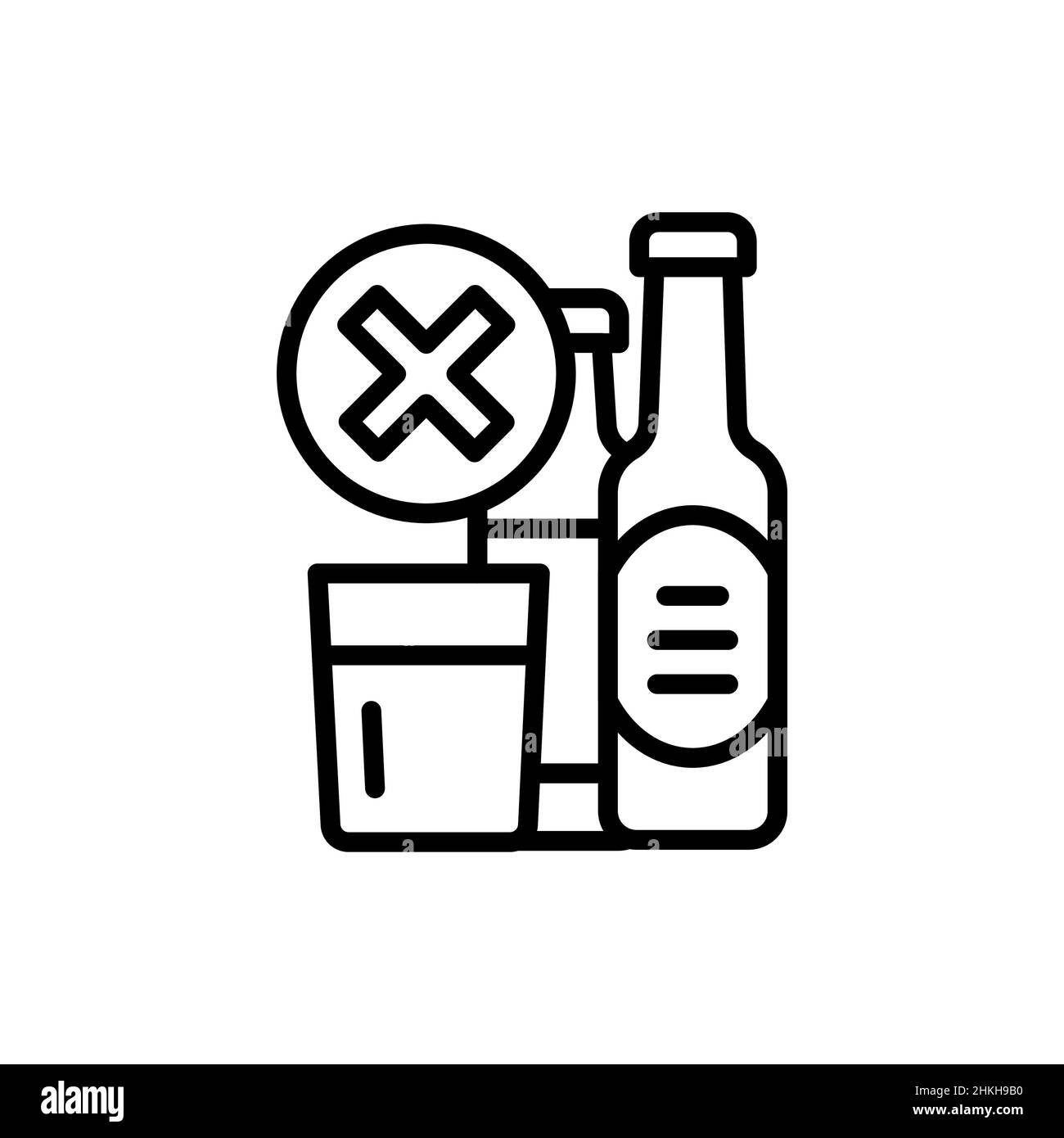 Symbol für die Zeile „Verbotene Alkoholgetränke“. Isoliertes Vektorelement. Stock Vektor