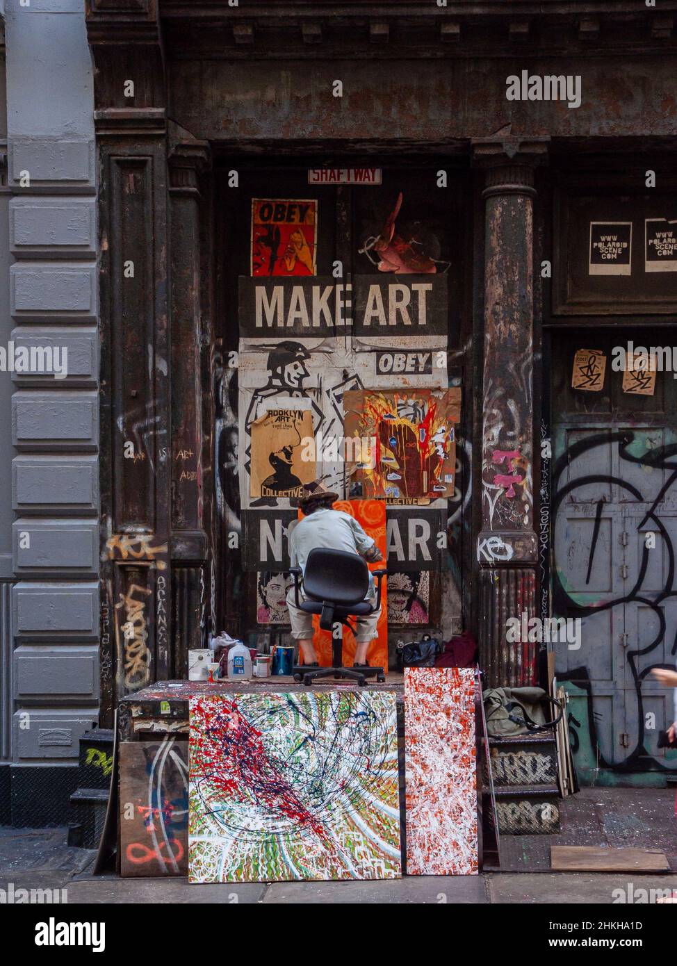 Straßenkünstler in Soho, Downtown New York City Stockfoto