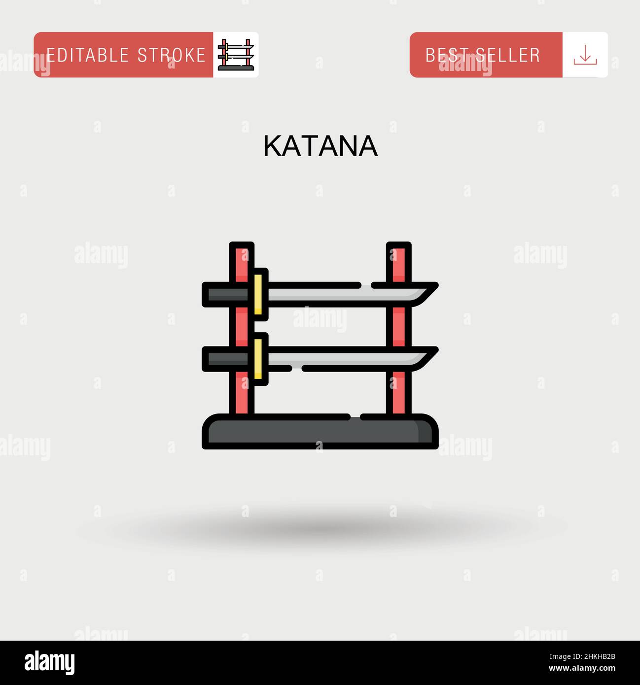 Katana einfaches Vektorsymbol. Stock Vektor