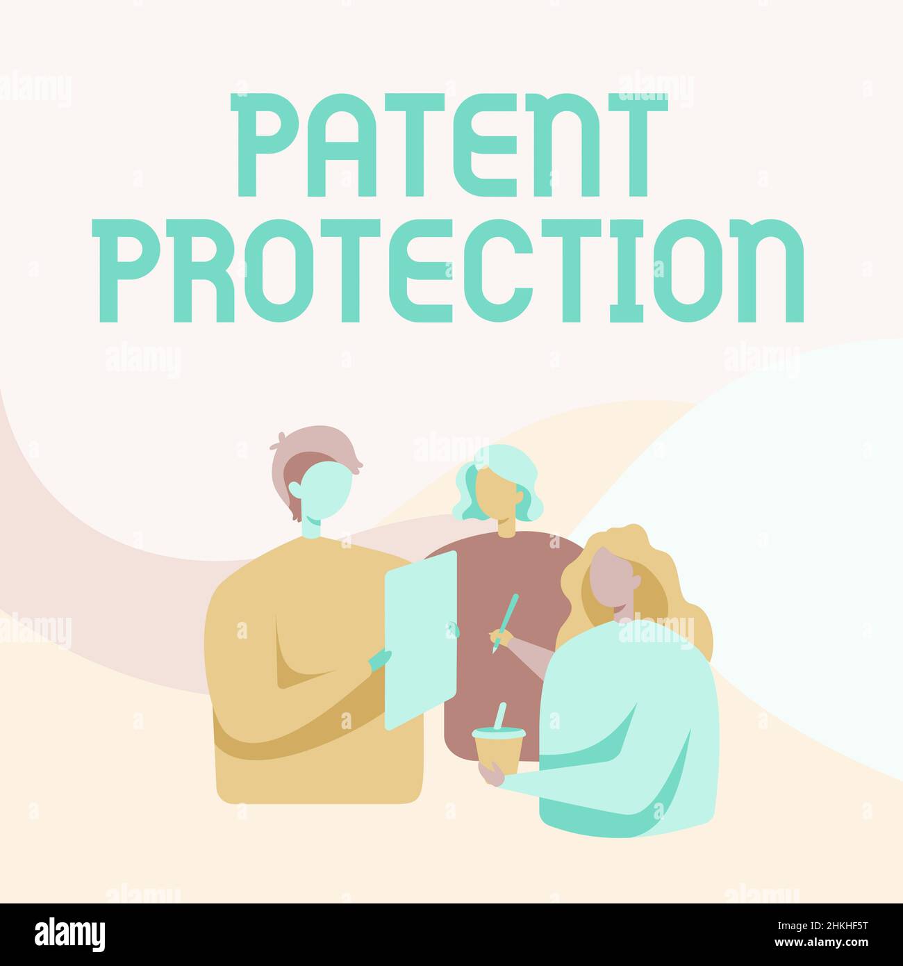 Konzeptioneller Titel Patentschutz. Business Showcase bietet einer Person oder juristischen Person exklusive Rechte an Kollegen, die mit jedem sprechen Stockfoto