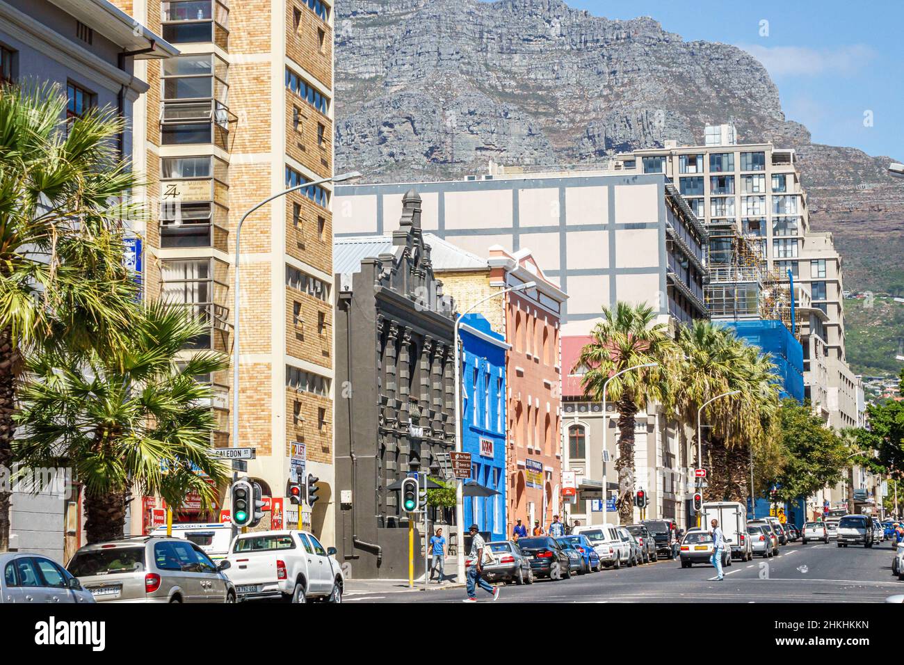 Kapstadt Südafrika,Stadtzentrum,Zentrum,Buitenkant Street Skyline Gebäude Tafelberg Stockfoto