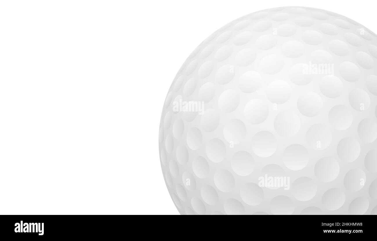 Golfball isoliert auf weißem Hintergrund, volle Schärfentiefe, Beschneidungspfad. Traditioneller weißer Golfball für den Sport Stockfoto